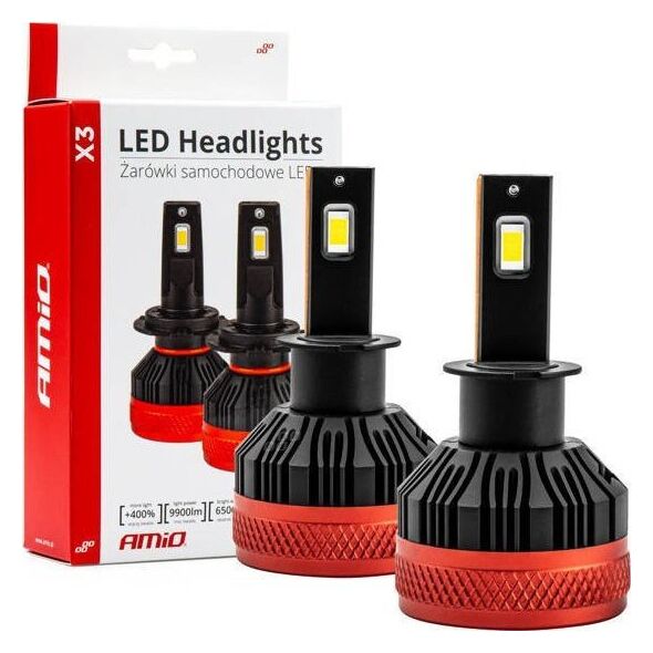 AMiO Żarówki samochodowe LED seria X3 H3 6500K Canbus AMIO-02978