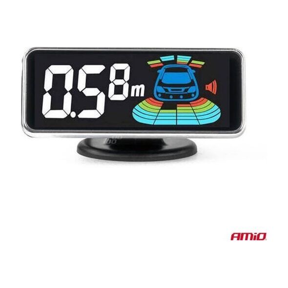 AMiO Czujniki parkowania cofania srebrne LED 3D AMIO-03187