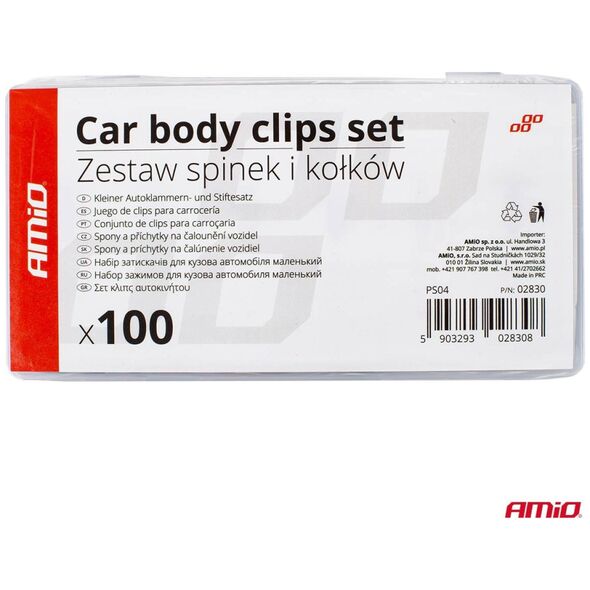 AMiO Spinki klipsy kołki samochodowe (zestaw 100szt)