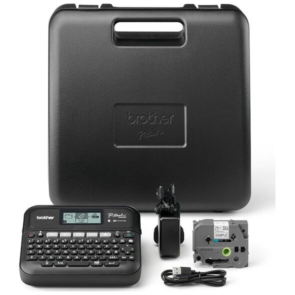 Drukarka etykiet Brother Brother P-Touch PT-D460BTVP - Beschriftungsgerat - s/w - Thermotransfer - 18 mm Breite - 180 dpi - bis zu 30 mm/Sek. - USB, Bluetooth 5.0 - Cutter - 5-zeiliger Druck, Spiegelschrift, Vertikaler Druck, Mehrfachausdruck - Schwarz