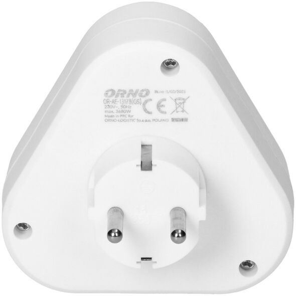 Orno Rozgałęźnik trójkątny 3x2P+Z (Schuko), biały
