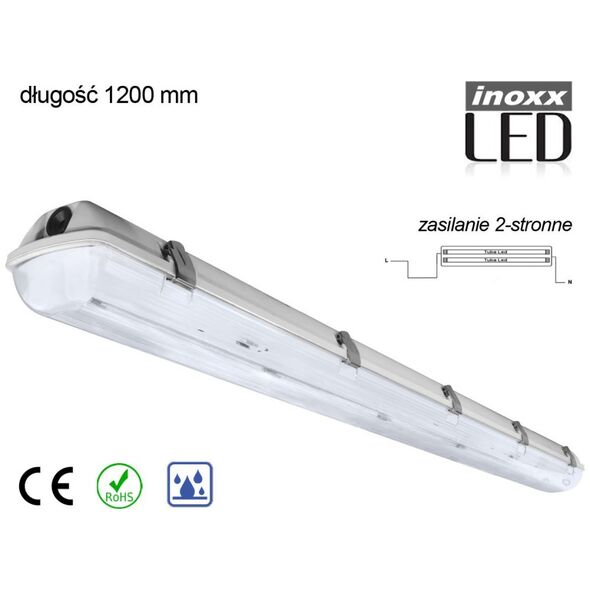 Nvox Oprawa hermetyczna przemysłowa ip65 led 2x120cm t8 g13 dwustronnie zasilana