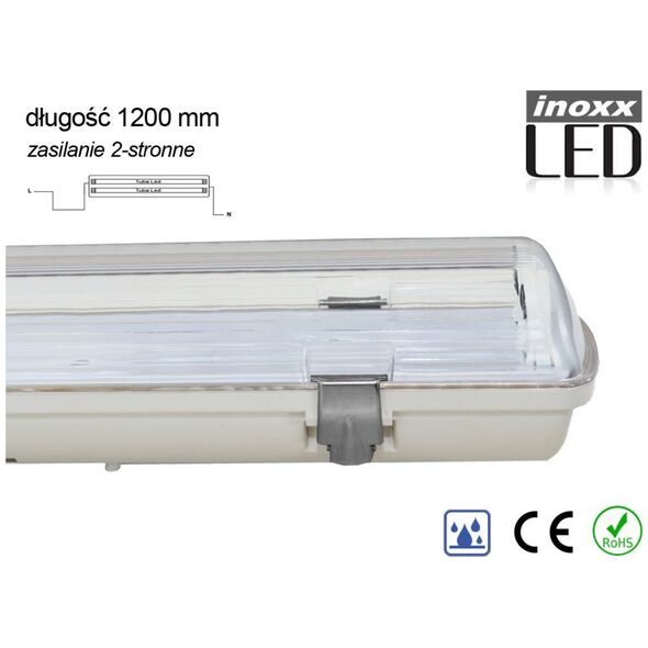 Nvox Oprawa hermetyczna przemysłowa ip65 led 2x120cm t8 g13 dwustronnie zasilana