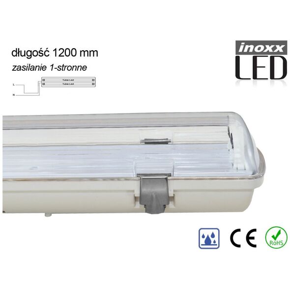 Nvox Oprawa hermetyczna przemysłowa  ip65 led 2x120cm t8 g13 jednostronnie zasilana