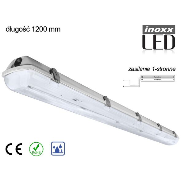Nvox Oprawa hermetyczna przemysłowa  ip65 led 2x120cm t8 g13 jednostronnie zasilana