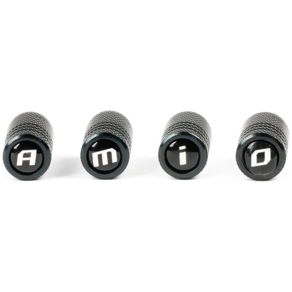 AMiO Aluminiowe nakrętki na wentyle kapturki czarne amio-03277