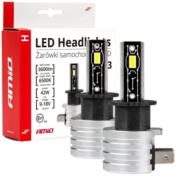 AMiO Żarówki samochodowe led seria h-mini h3 6500k canbus amio-03330