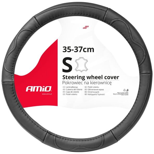 AMiO Pokrowiec skórzany nakładka na kierownicę samochodową s 35-37cm swc-49-s amio-03550