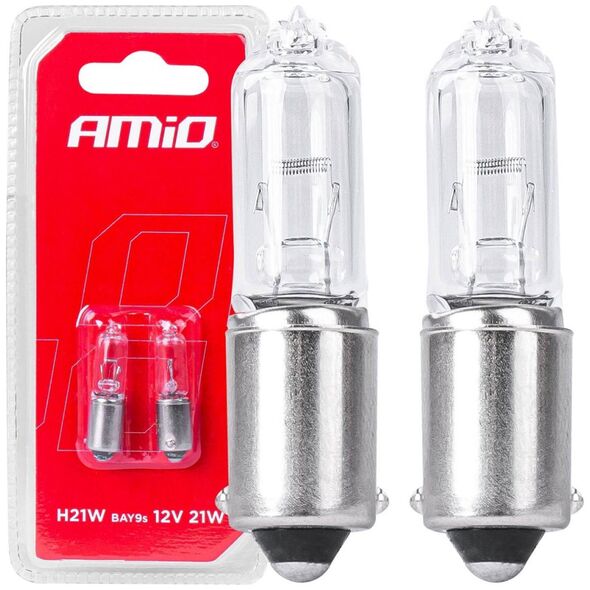 AMiO Żarówki halogenowe h21w 12v 21w bay9s white 2szt. blister amio-03357