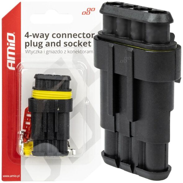 AMiO Kostka wtyk złącze hermetyczne superseal 4 pin amio-03520
