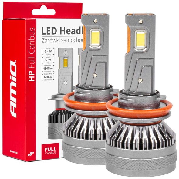 AMiO Żarówki samochodowe led seria hp full canbus h8 h9 h11 h16 6500k amio-03677