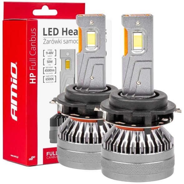 AMiO Żarówki samochodowe led seria hp full canbus h7-6 6500k amio-03676