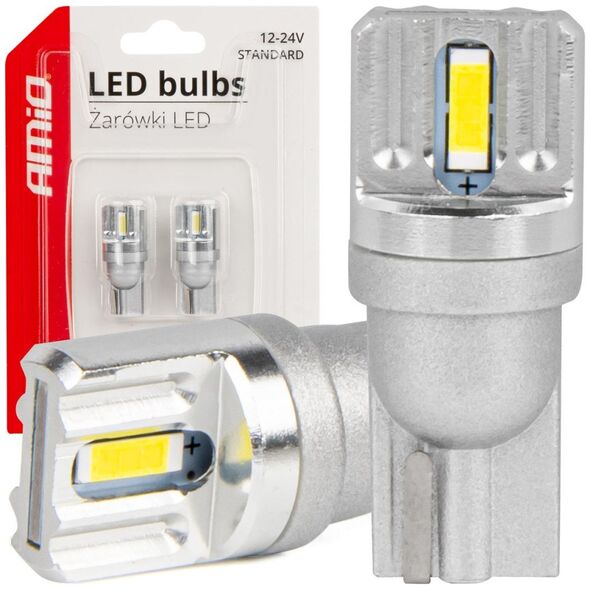 AMiO Żarówki led standard t10 w5w 2x1860 smd white 12v 24v amio-03719