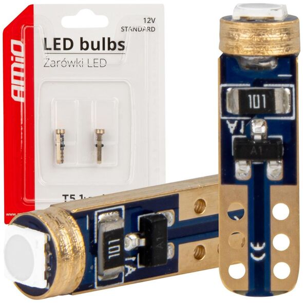 AMiO Żarówki led standard green zielone w1w t5 12v 3030 1led hp amio-03729