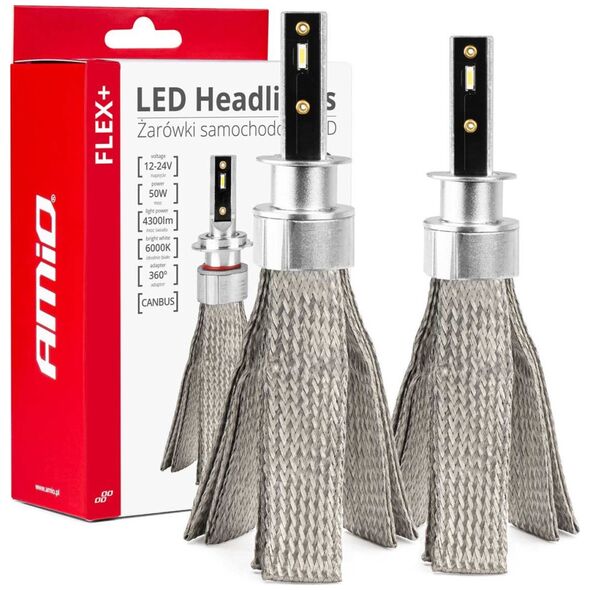AMiO Żarówki samochodowe led seria flex+ h1 12v 24v 6000k canbus amio-03655