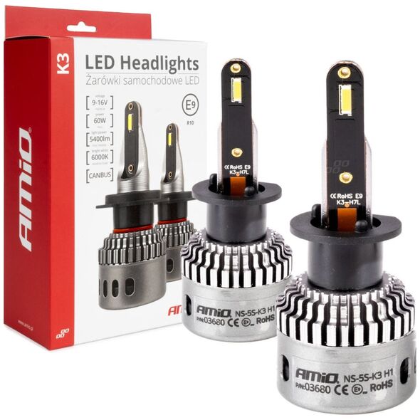AMiO Żarówki samochodowe led seria k3 h1 12v 6000k canbus amio-03680
