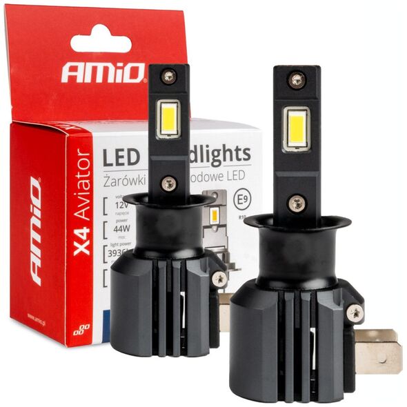 AMiO Żarówki samochodowe led seria x4 aviator h3 6500k canbus amio-03762