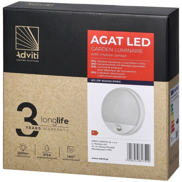 Lampa sufitowa Orno Plafoniera LED AGAT 15W 4000K z czujnikiem ruchu biały OR-OP-6112WLPMR4