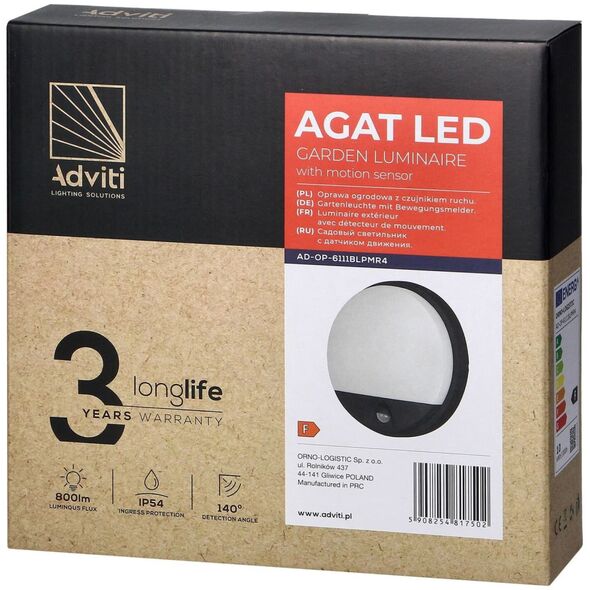Lampa sufitowa Orno Plafoniera LED AGAT 10W 4000K z czujnikiem ruchu czarny OR-OP-6111BLPMR4