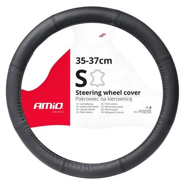 AMiO Pokrowiec skórzany nakładka na kierownicę samochodową S 35-37cm SWC-48-S AMIO-03545