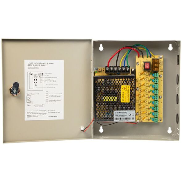 Blow 77-913# Zasilacz centralny kamer 9 kanałów bl-cps9c/12v10a metalowy zbiorczy
