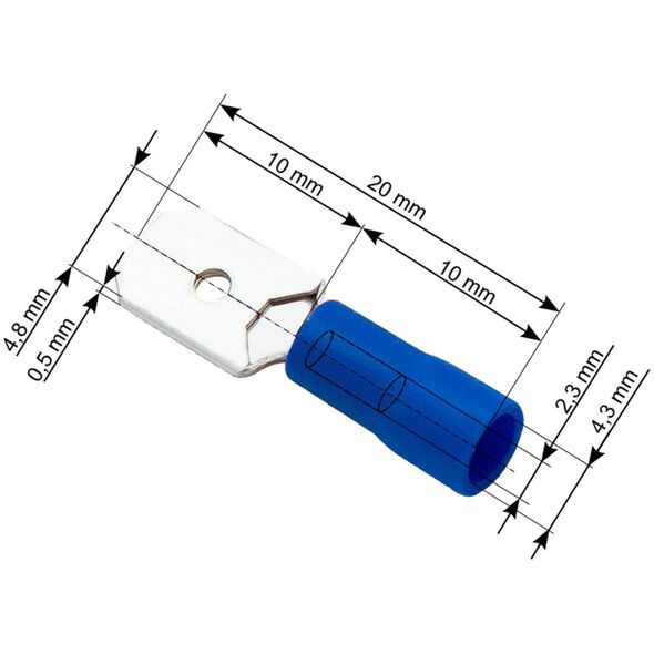 Blow 43-033# Konektor izol. płaski męski 4,8/0,5 nieb