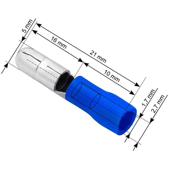 Blow 43-046# Konektor izol.wtyk 5,0/21mm niebieski