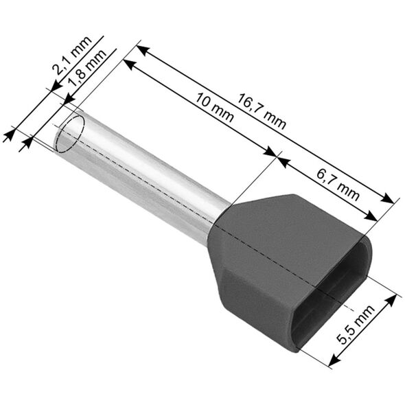 Blow 43-084# Konektor izol.tulejka 2x0,75/10 szara