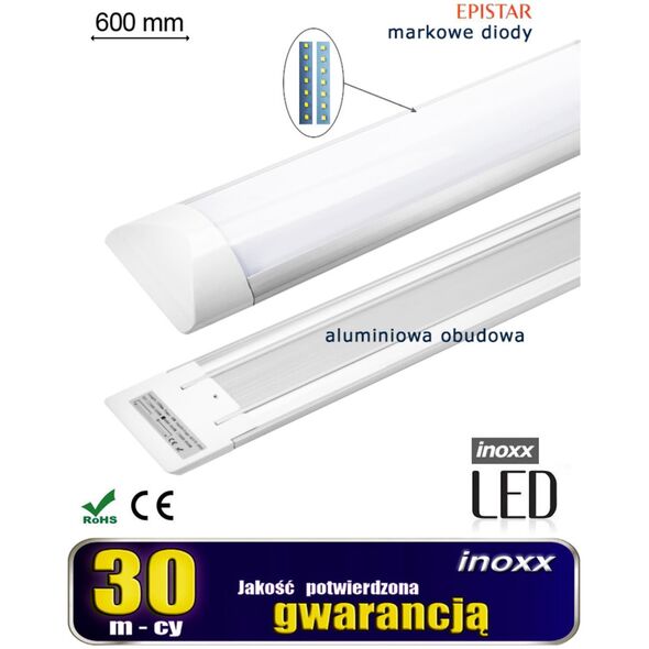 Lampa sufitowa Nvox Lampa liniowa natynkowa panel led slim 60cm 18w 4000k neutralna