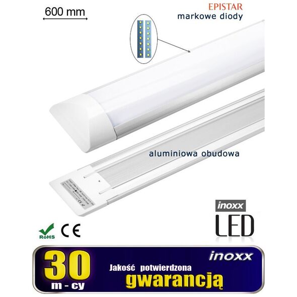Lampa sufitowa Nvox Lampa liniowa natynkowa panel led slim 60cm 18w 6000k zimna