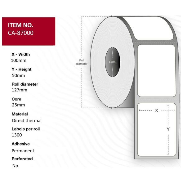 Capture Label 100 x 50mm Core 25mm,