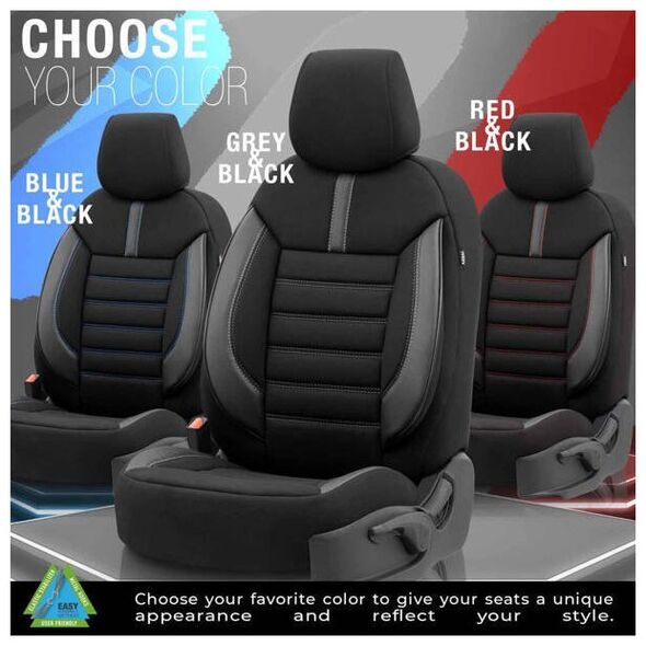 AMiO Komplet pokrowców na fotele samochodowe OTOM LIMITED 101 BLACK/RED 3-ZIP