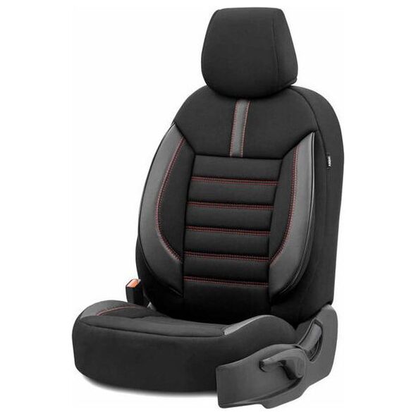 AMiO Komplet pokrowców na fotele samochodowe OTOM LIMITED 101 BLACK/RED 3-ZIP