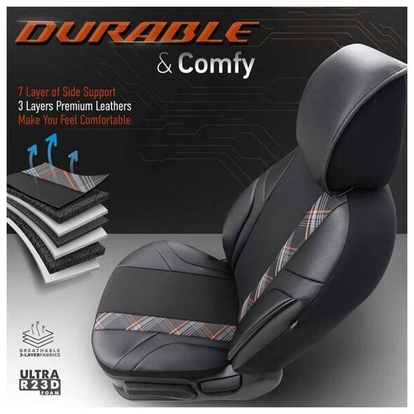 AMiO Komplet pokrowców na fotele samochodowe OTOM HORIZON 1805 ORANGE 3-ZIP