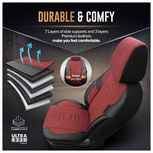 AMiO Komplet pokrowców na fotele samochodowe OTOM THRONE 103 RED 3-ZIP