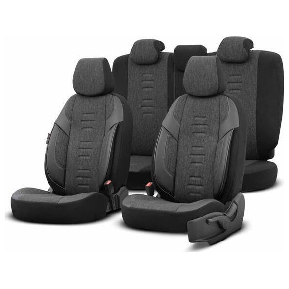AMiO Komplet pokrowców na fotele samochodowe OTOM THRONE 102 SMOKED 3-ZIP