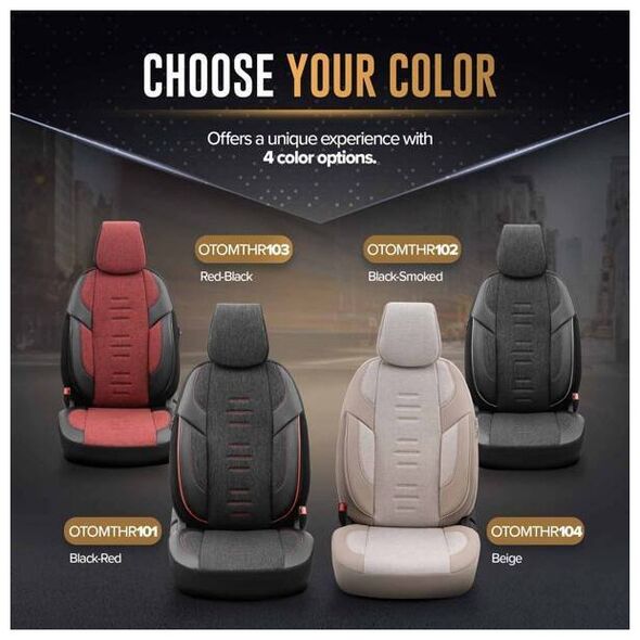 AMiO Komplet pokrowców na fotele samochodowe OTOM THRONE 102 SMOKED 3-ZIP