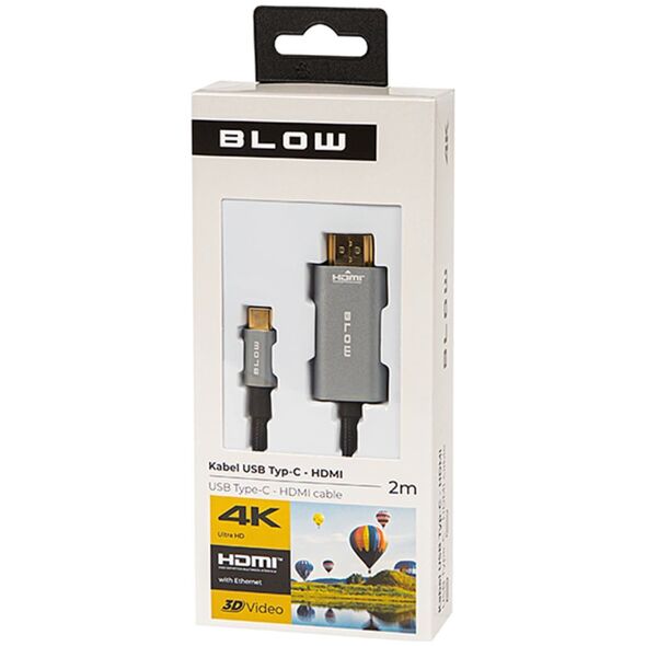 Kabel Blow 92-686# Przyłącze hdmi - usb-c 2m plecionka
