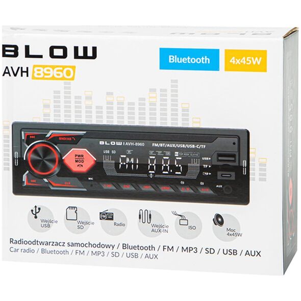 Radio samochodowe Blow 78-347# Radio blow avh-8960 rds mp3/usb/micro sd/bluetooth + usb-c
