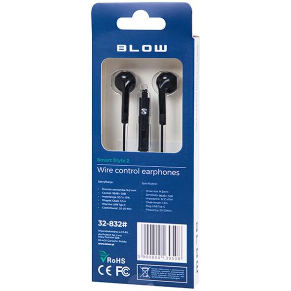 Słuchawki Blow 32-832# Słuchawki  blow b-17 black usb-c