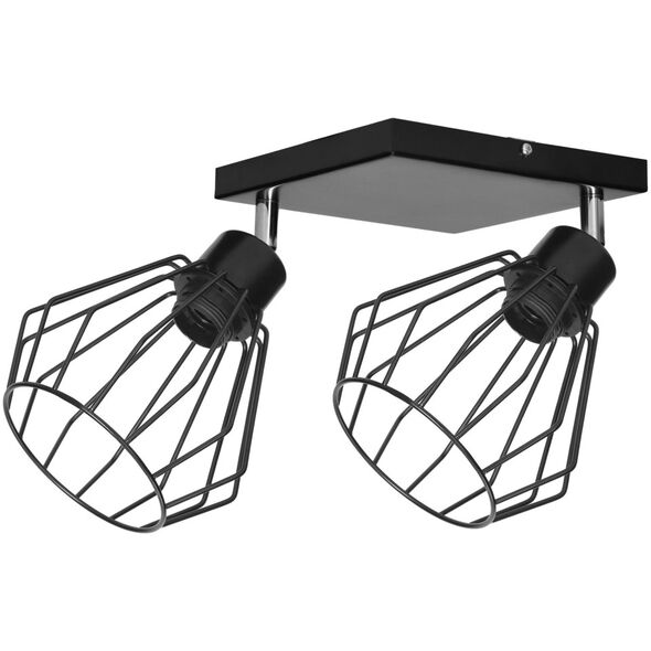 Lampa sufitowa Orno PINO oprawa ścienno-sufitowa, moc max. 2x60W, E27, czarna, podstawa kwadrat