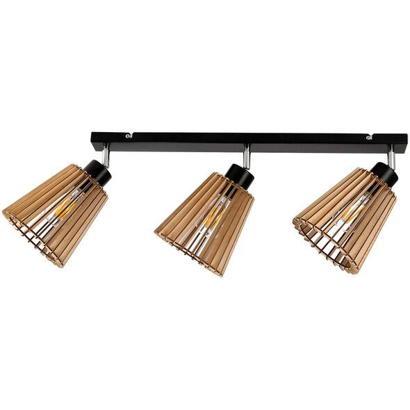 Lampa sufitowa Orno DELOS 3P E27, oprawa ścienno-sufitowa, max. 3x60W, czarna, drewno