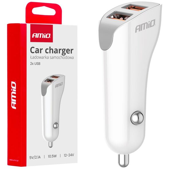 Ładowarka AMiO Ładowarka samochodowa 2x usb-a 2.1a amio-03874