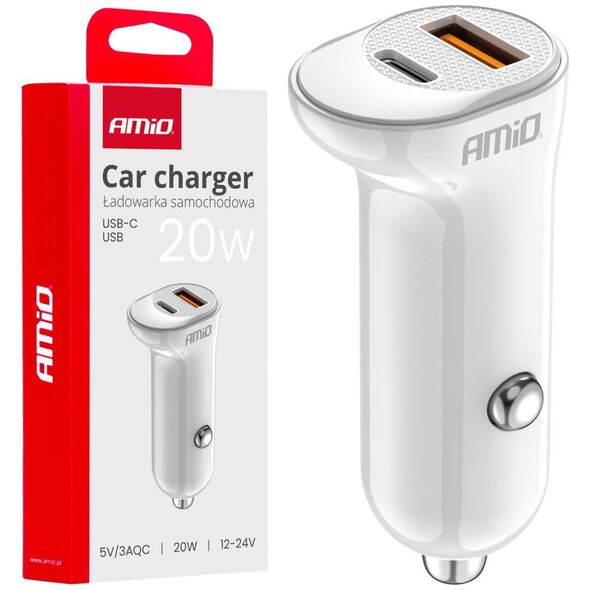 Ładowarka AMiO Ładowarka samochodowa usb-a+ usb-c 20w amio-03875