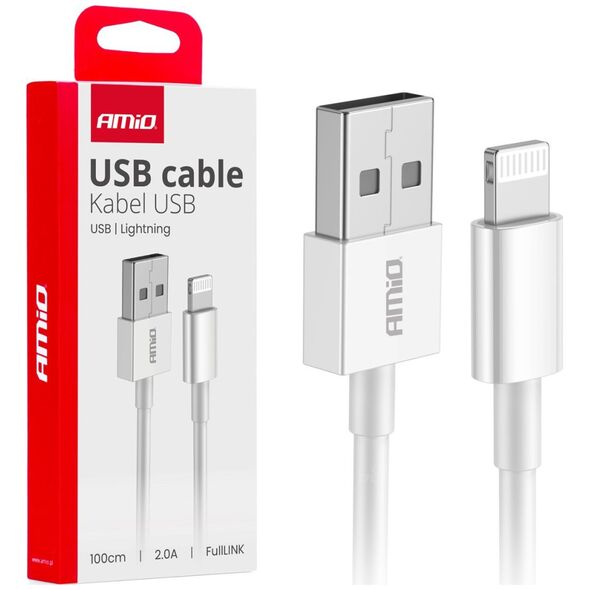 Kabel USB AMiO Kabel do ładowania usb-a - lightning iphone 2a 100cm fulllink amio-03895