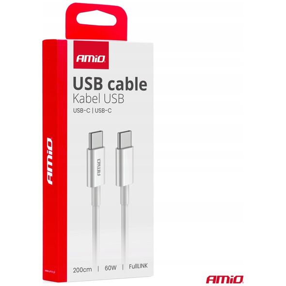 Kabel USB AMiO Kabel do ładowania usb-c - usb-c 60w 200cm fulllink amio-03897