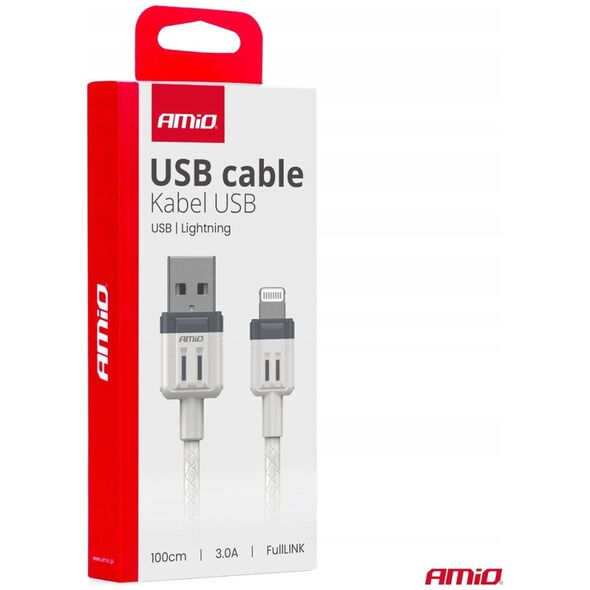 Kabel USB AMiO Kabel do ładowania usb-a - lightning iphone 3a 100cm fulllink amio-03907