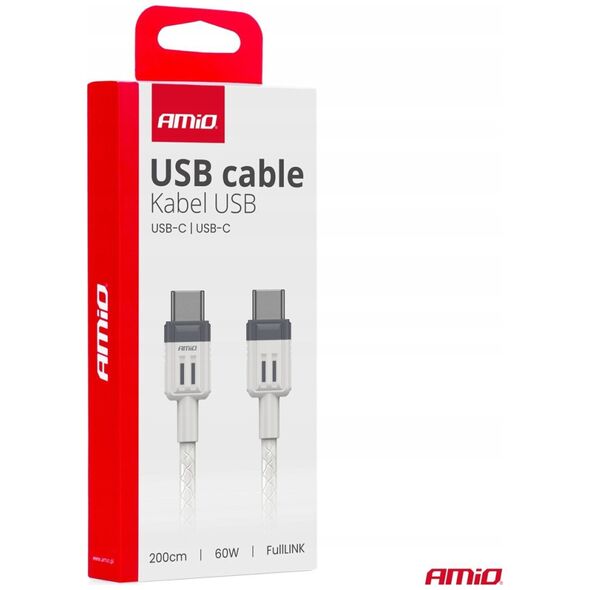 Kabel USB AMiO Kabel do ładowania usb-c - usb-c 60w 200cm fulllink amio-03909