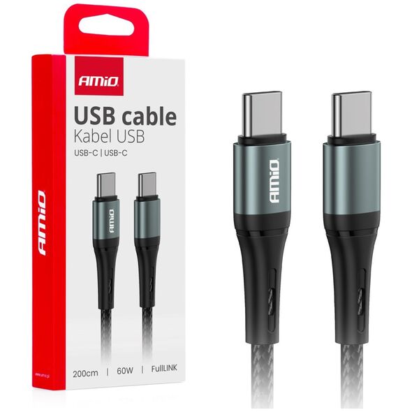 Kabel USB AMiO Kabel do ładowania usb-c - usb-c 60w 200cm fulllink amio-03915