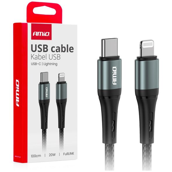 Kabel USB AMiO Kabel do ładowania usb-c - iphone lightning 20w 100cm amio-03916